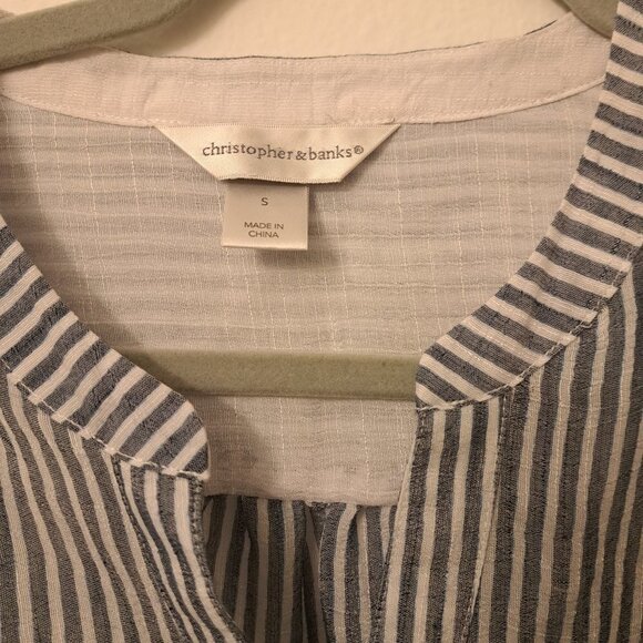 Christopher & Banks Striped Sheer Button Up Top Size Small - Picture 2 of 3